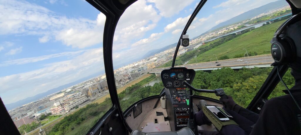 JPD京都ヘリポートの遊覧ヘリコプターからの景色